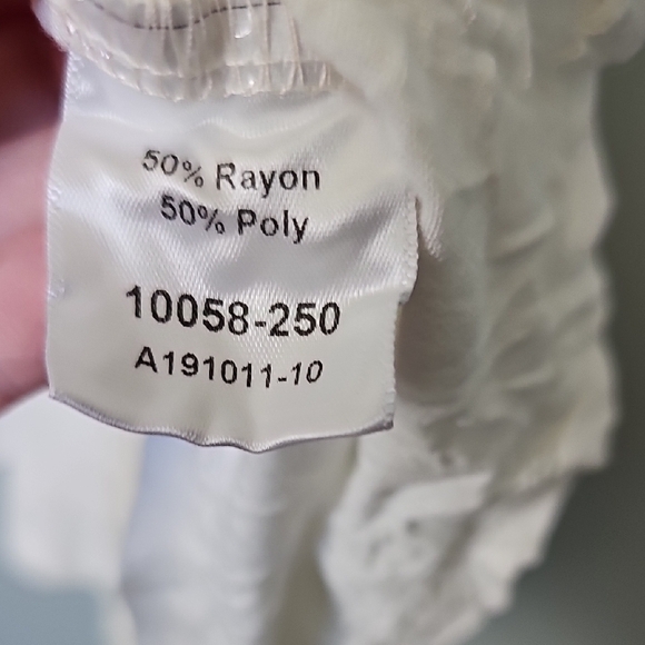 Citron Bleu White Textured Crinkle Casual Short Sleeve Top Medium - Picture 7 of 8